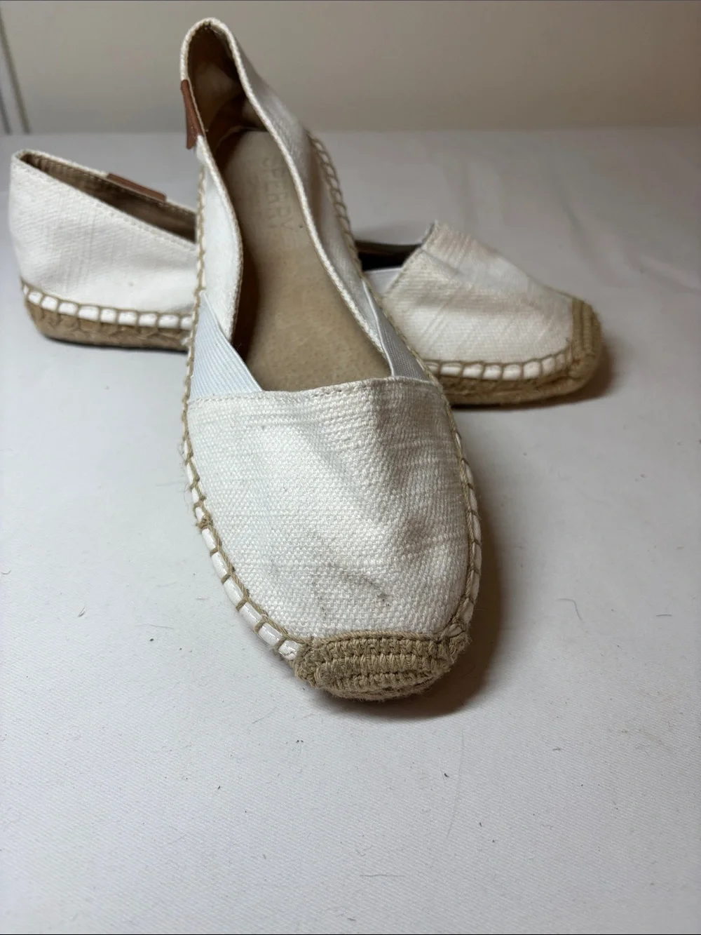 Sperry White Textile Espadrille Flats Size 7 1/2